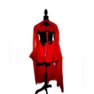 Adult small, red riding hood costume